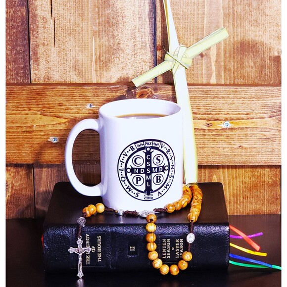 CLEARANCE Benedict Catholic Prayer Coffee Mug, Religious Mug for confirmation - Picture 1 of 7